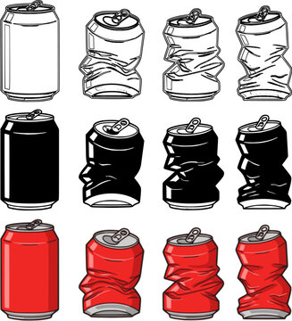 Crushed aluminum can drawing set
