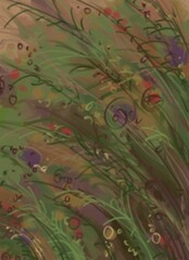 Foliage abstract image for printing. Picture for modern interiors. The picture is painted by hand on a tablet. © neurostructure