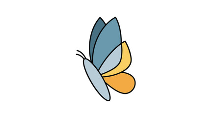Simple Butterfly Illustration with Colored Wings.