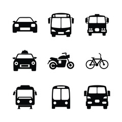 Obraz premium Urban Transportation Vehicles Silhouette Set on white background
