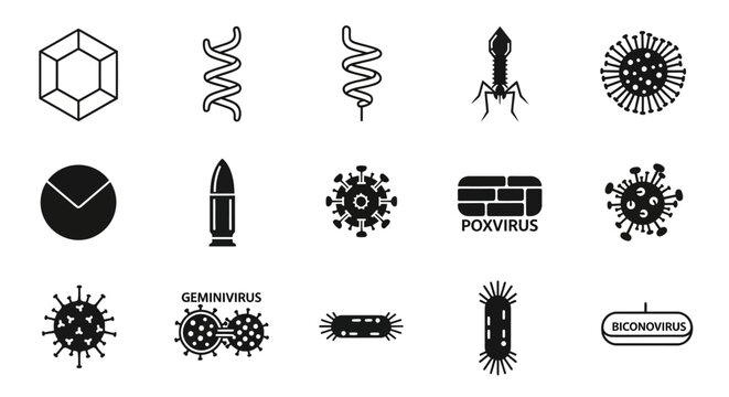 Virus and Disease Icons Set, Medical Vector Symbols