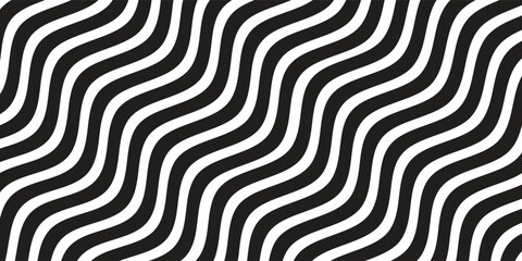 Obraz premium Black and White Seamless Wavy Line Pattern Background