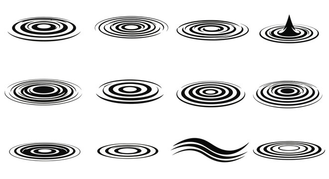 Water ripple set, liquid surface concentric wave