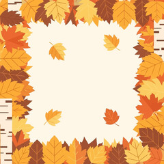 Fototapeta premium Autumn Leaves Border with Birch Tree Texture.