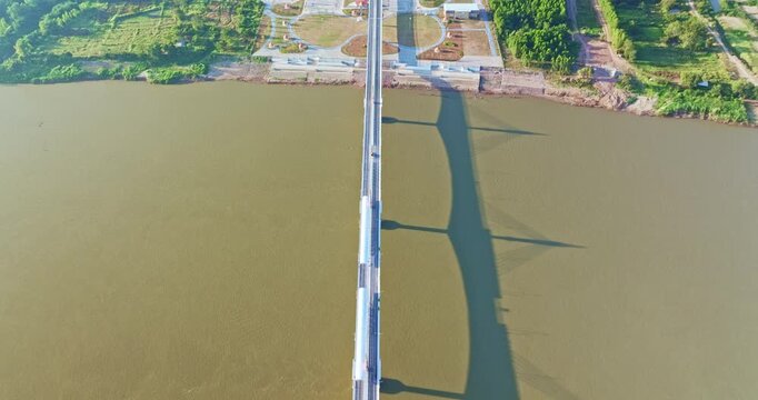 Aerial view above The 5th Friendship Bridge. promises to transform Bolikhamxay into a rising travel and trade hub. Visitors will benefit from improved transport services, modern facilities