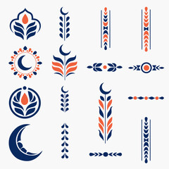Fototapeta premium Islamic Decorative Divider Elements Set Arabic Ornament Vector Collection