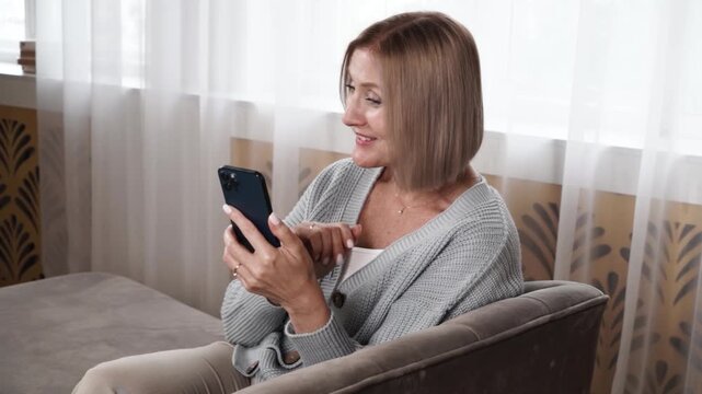 Senior woman talking via mobile phone , technology and elderly lifestyle people concept
