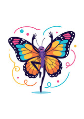 Vibrant Butterfly Illustration with Colorful Wings and Swirling Patterns.