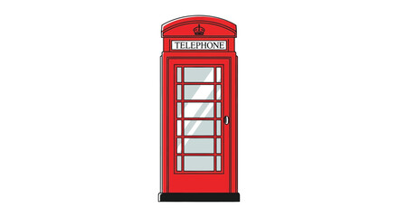 A vibrant red british telephone booth stands prominently against a white backdrop a classic silhouette high quality professional detailed modern elegant
