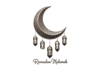 Fototapeta premium Crescent Moon Lanterns Ramadan Mubarak Decoration.