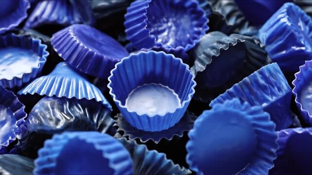 Variety of Blue Silicone Molds in Different Shapes Scattered Across a Surface