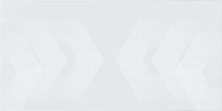 Abstract white gray background with glowing geometric lines. Modern shiny gray hexagon lines pattern. Technology futuristic concept. Suit for poster, banner, brochure, cover, flyer. Eps10