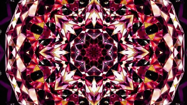 Ruby Starburst Kaleidoscope &mdash; Luxury Red Gem Prism Background with Rose Gold Highlights