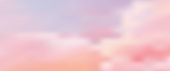 Pastel pink sky with soft clouds at sunset, creating a dreamy gradient horizon perfect for peaceful evening backgrounds and aesthetic summer designs with golden light.