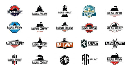 Collection of vintage railway logos and emblems. © Tanto