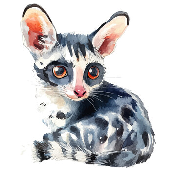Genet, watercolor vector , isolated on a white background.