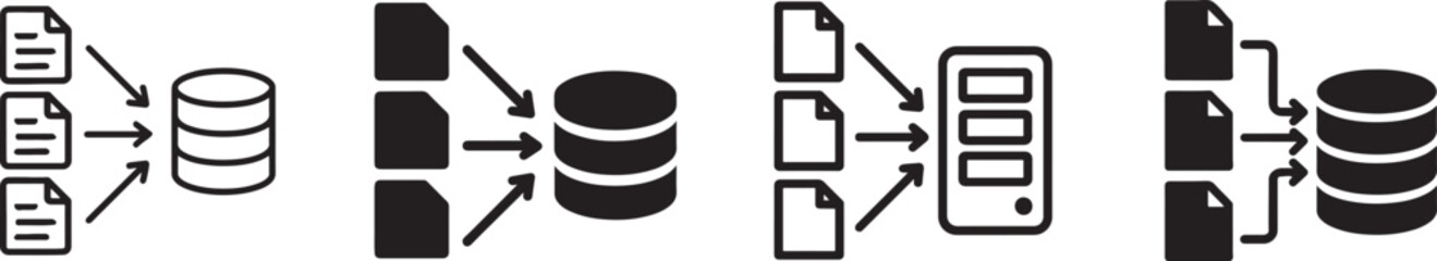 Data merge line icon set. Modern outline symbols for integration, sync and database combine. © MDSHAHIN