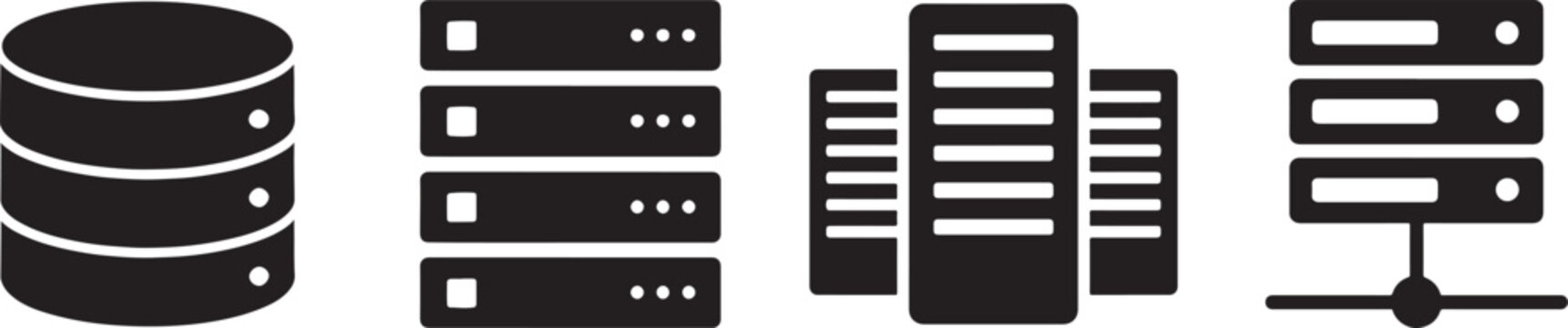 Data and server line icon set. Modern outline symbols for cloud, database, hosting and network.