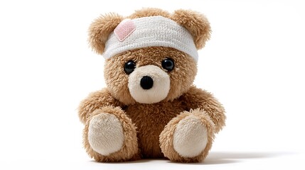 Obraz premium Teddy Bear Wearing White Knit Hat on White Background