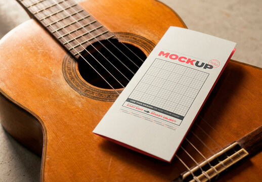 Flyer Brochure on Guitar Music Sound Mockup