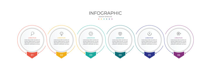 Business circle infographic template. Timeline with 6 options, steps, or processes. Business presentation. 