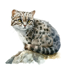 Fishing Cat, watercolor vector , isolated on a white background. © zentrix