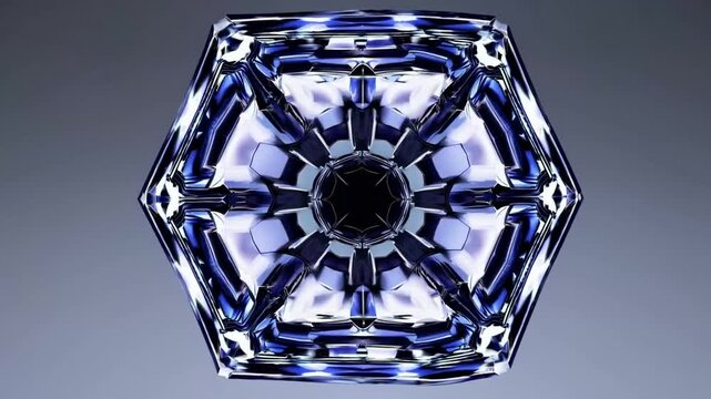 Indigo Cyan Tech Prism Kaleidoscope &mdash; Clean Geometric Crystal Background with Subtle Zoom