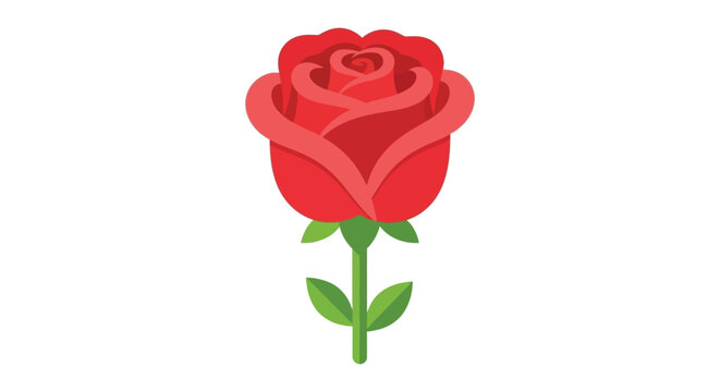 A vibrant red rose with detailed petals and a green stem presented as a clean silhouette high quality professional modern elegant