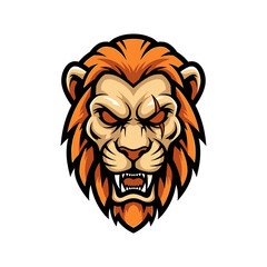 Obraz premium Vibrant lion head illustration on white background mascot design