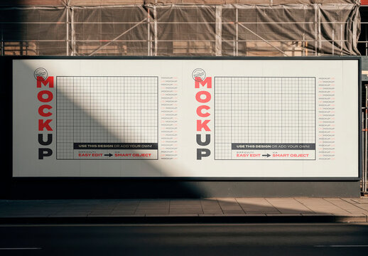 Horizontal Sign Construction Site Steet Mockup