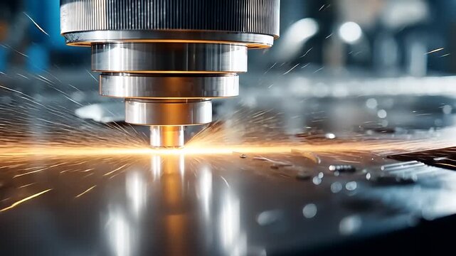 Industrial Metal Cutting Process with Laser Technology.