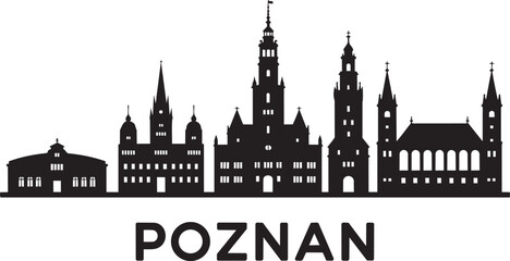 Fototapeta premium Poznan poland vector skyline with landmarks and buildings as city silhouette illustration