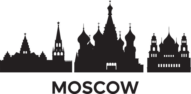 Moscow city skyline silhouette black icon vector illustration isolated on transparent background