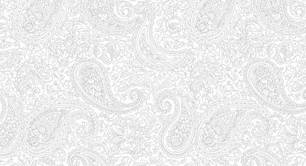 Obraz premium Intricate black and white paisley pattern with ornate swirls and arabesque flourishes.