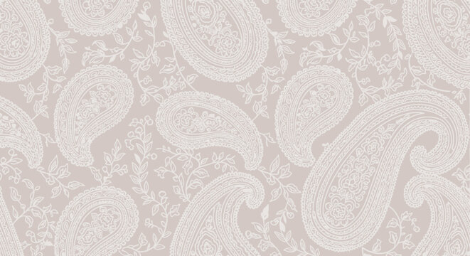 Intricate black and white paisley pattern with ornate swirls and arabesque flourishes.