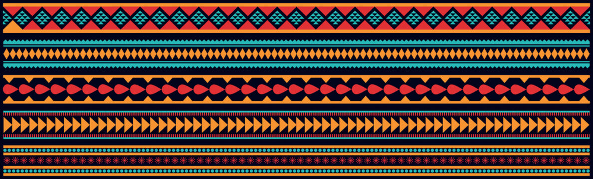 Set of african tribal motive border lines in doodle. african style great for textiles art concept web banner. Ethnic border style vector seamless pattern. geometric motif, mexico or african print.