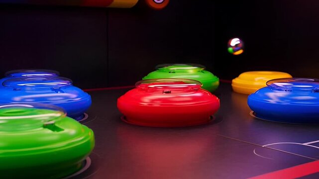 Colorful Curling Game Stones on Ice Rink for Indoor Sport Entertainment