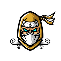 Ninja character illustration with mask and hood against a white background