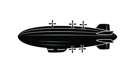 A striking black silhouette depicts a vintage airship with gondolas suspended beneath evoking a bygone era silhouette high quality © Tushar02