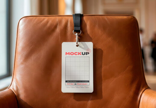 Id Card on Leather Couch Mockup