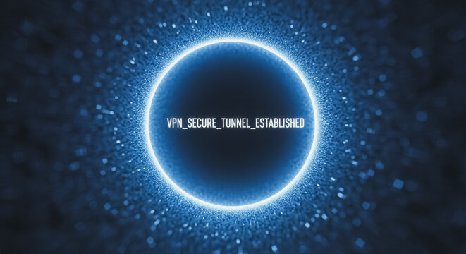 VPN Secure Tunnel Established &ndash; Abstract Cybersecurity Background for Data Protection, Digital Privacy, and Secure Network Connection