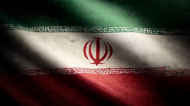 iranian flag waving in the wind. flag of iran