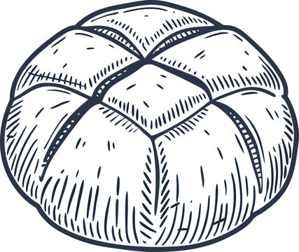 Traditional mexican bolillo bread with crusty exterior and soft interior, isolated hand drawn illustration