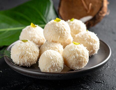 Coconut ladoo Mauritian twist dark backdrop