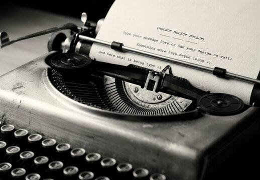 Typing Typewriter Image Logo Message Mockup