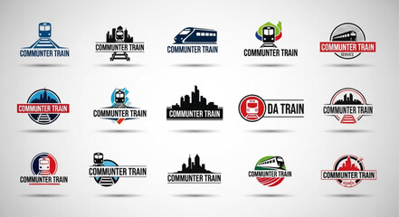 Collection of train logos and emblems for transportation companies. © Ajik