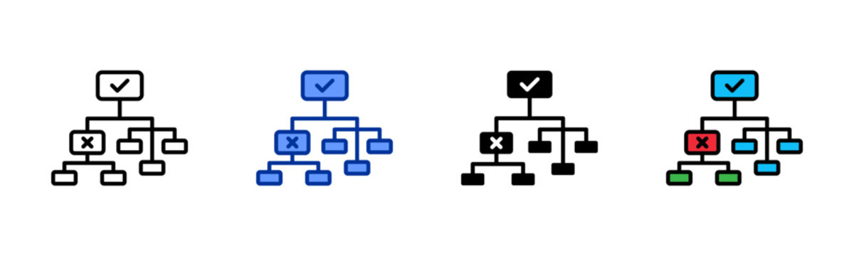 Decision Tree icon set multiple style collection
