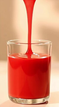 Fresh Watermelon Smoothie Pouring into Glass &ndash; Summer Fruit Drink Vertical
