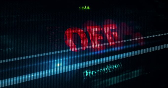 Sale and price off reduction symbol technology display concept. Abstract sign on glitch screen.