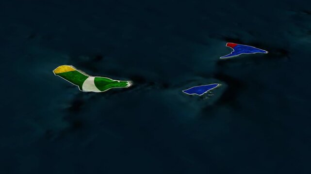 COMOROS Map with COMOROS Flag Inside, Realistic Country Shape Animation